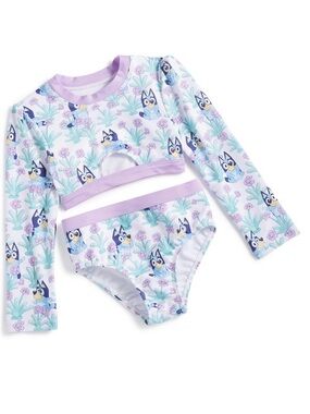 Bluey Long-Sleeve Rashguard Two-Piece Swim Set